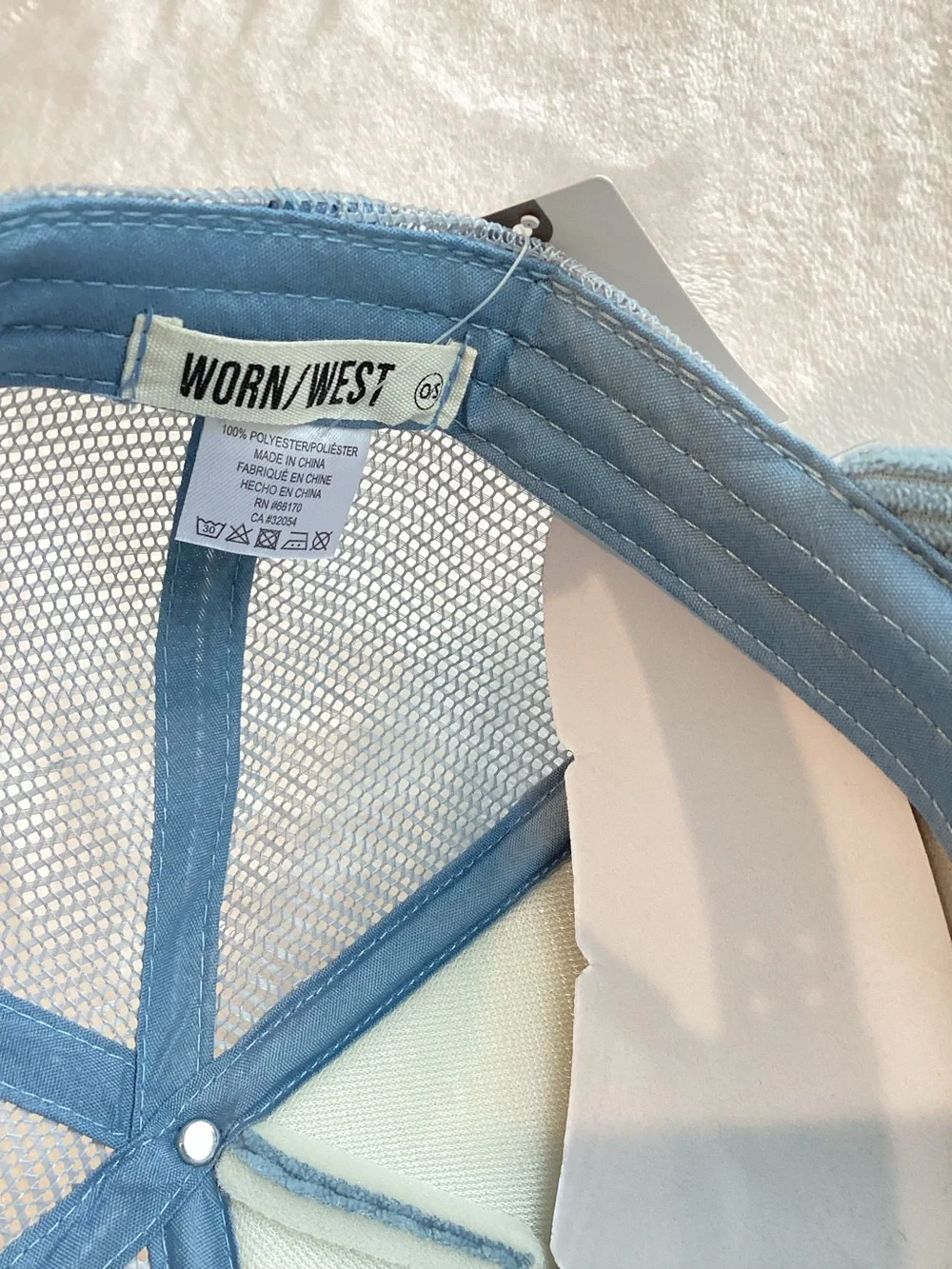 Worn West Après Ski Trucker Hat New Light Sky Blue Corduroy French Alps